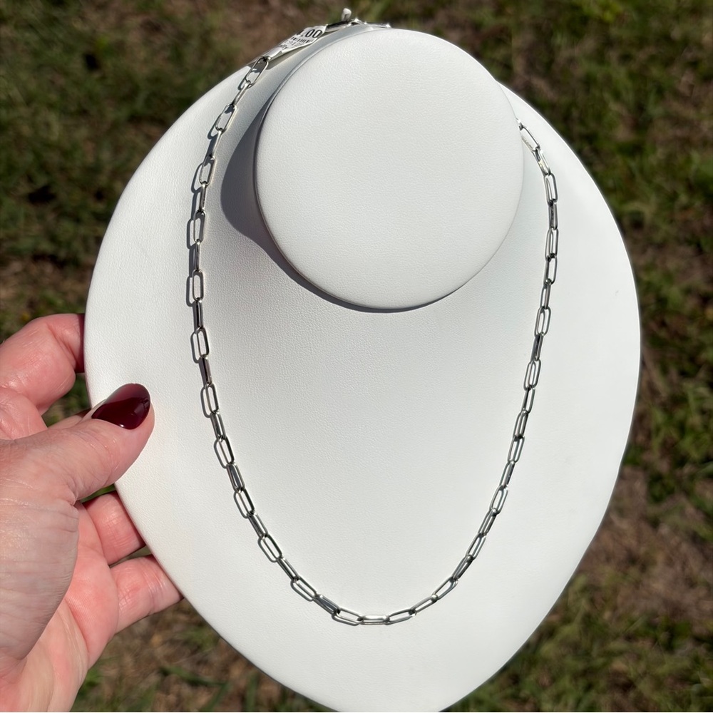 Sally Shurley Native American Made Sterling Silver Paper Clip Chain